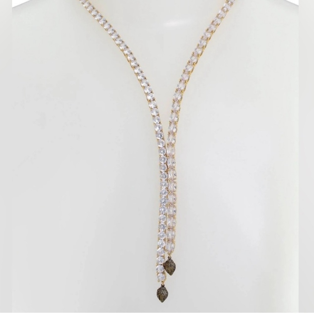 Kurt Geiger London Signature Eagle Crystal Tennis Y Necklace - Crystal